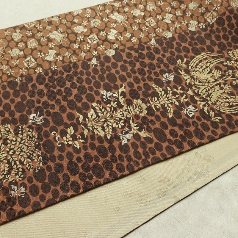 袋帯 六通柄 良品 フォーマル用 正絹 古典柄 リサイクル帯 帯 箔 パーティー モダン 茶_画像10