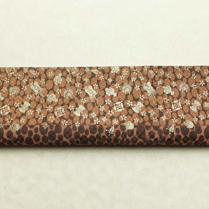 袋帯 六通柄 良品 フォーマル用 正絹 古典柄 リサイクル帯 帯 箔 パーティー モダン 茶_画像13