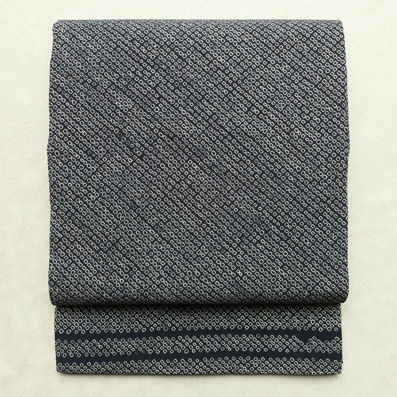 袋帯 全通柄 絞り 正絹 古典柄 リサイクル帯 帯 青・紺_画像1