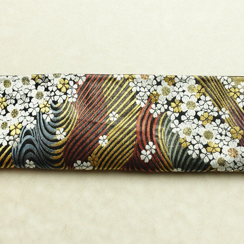 袋帯 六通柄 正絹 花柄 リサイクル帯 帯 引箔 結婚式 成人式 パーティー 華やか 桜 黒_画像14