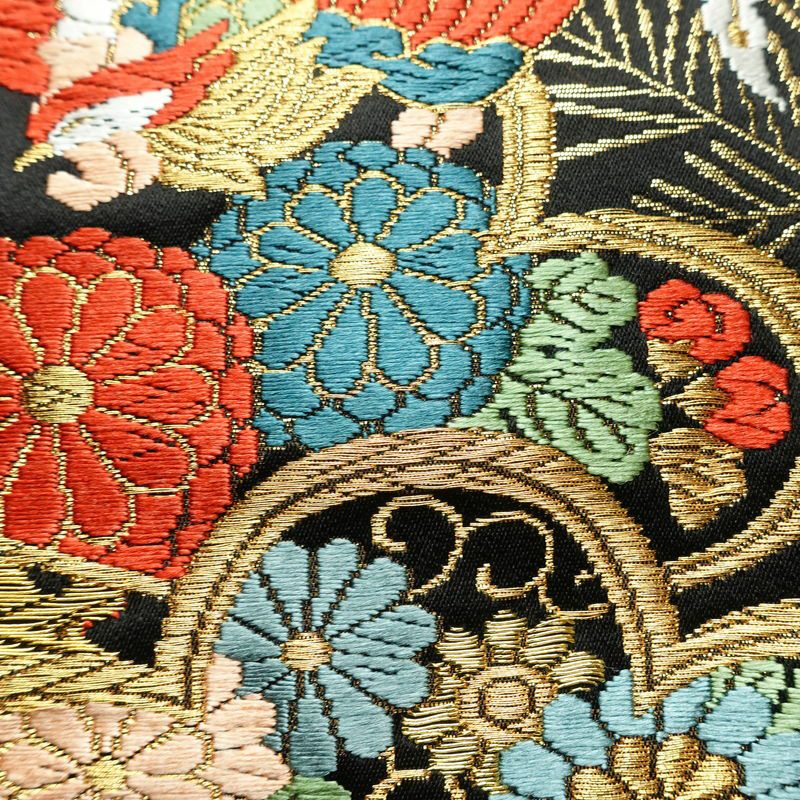 袋帯 六通柄 フォーマル用 正絹 古典柄 リサイクル帯 帯 引箔 金糸 結婚式 パーティー 華やか 松 黒_画像4