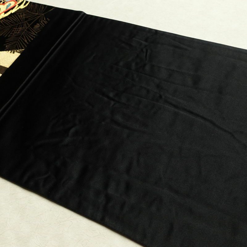 袋帯 六通柄 フォーマル用 正絹 古典柄 リサイクル帯 帯 引箔 金糸 結婚式 パーティー 華やか 松 黒_画像17