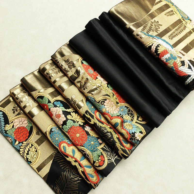 袋帯 六通柄 フォーマル用 正絹 古典柄 リサイクル帯 帯 引箔 金糸 結婚式 パーティー 華やか 松 黒_画像19