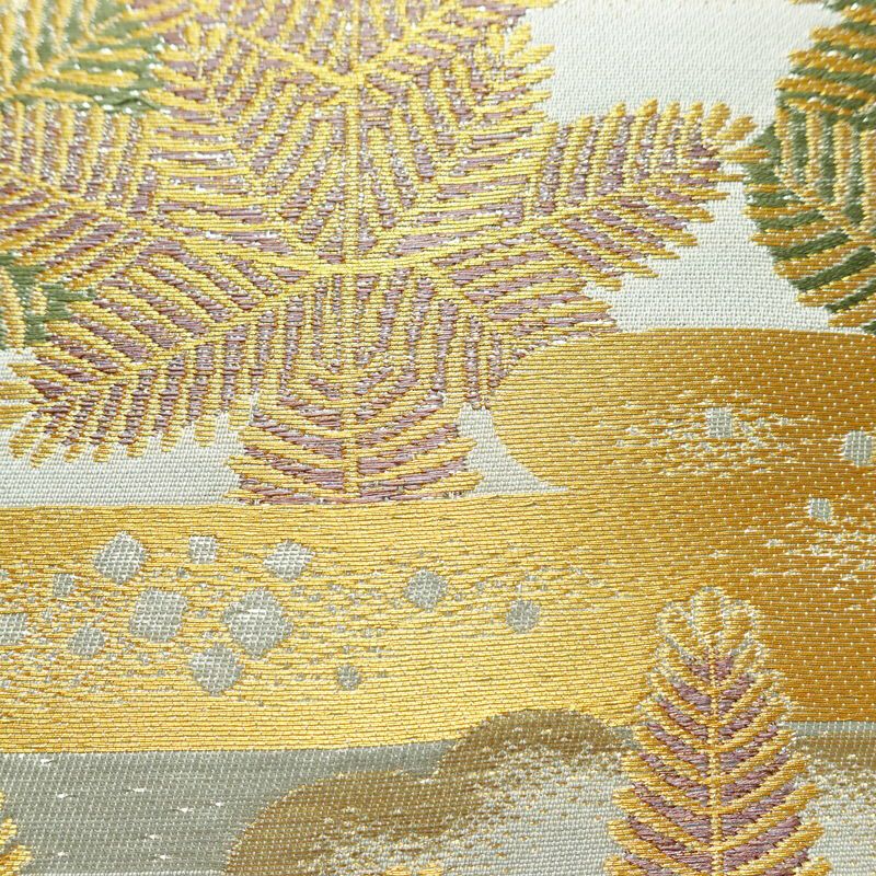 袋帯 六通柄 フォーマル用 正絹 木の葉・植物柄 リサイクル帯 帯 箔 入学式 卒業式 七五三 パーティー お宮参り 華やか グレー_画像4