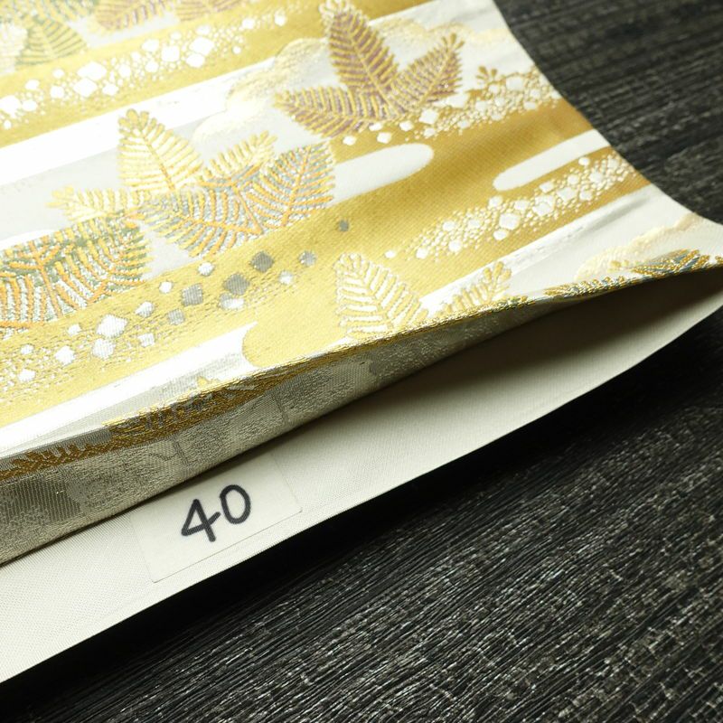 袋帯 六通柄 フォーマル用 正絹 木の葉・植物柄 リサイクル帯 帯 箔 入学式 卒業式 七五三 パーティー お宮参り 華やか グレー_画像21