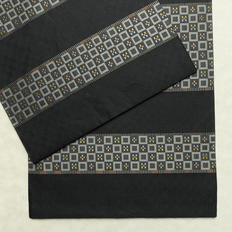 袋帯 六通柄 良品 一般用 正絹 縞柄・線柄 リサイクル帯 帯 モダン グレー_画像13