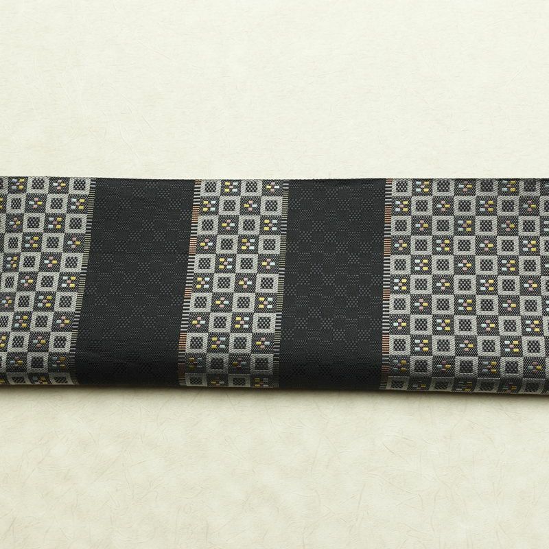 袋帯 六通柄 良品 一般用 正絹 縞柄・線柄 リサイクル帯 帯 モダン グレー_画像14