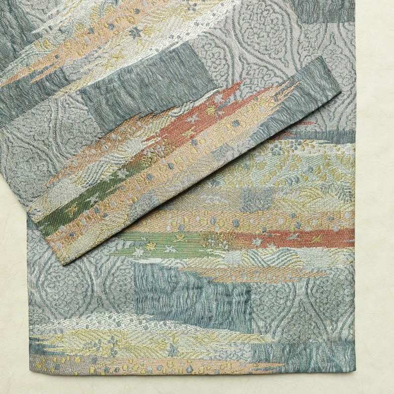 袋帯 六通柄 良品 フォーマル用 正絹 幾何学柄・抽象柄 リサイクル帯 帯 多色使い_画像14