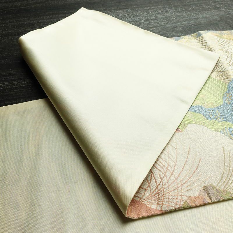 袋帯 六通柄 美品 フォーマル用 正絹 木の葉・植物柄 リサイクル帯 帯 箔 入学式 卒業式 結婚式 七五三 お宮参り 四季花 紅葉 松 桜 ベージュ_画像10