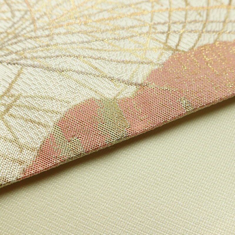 袋帯 六通柄 美品 フォーマル用 正絹 木の葉・植物柄 リサイクル帯 帯 箔 入学式 卒業式 結婚式 七五三 お宮参り 四季花 紅葉 松 桜 ベージュ_画像13