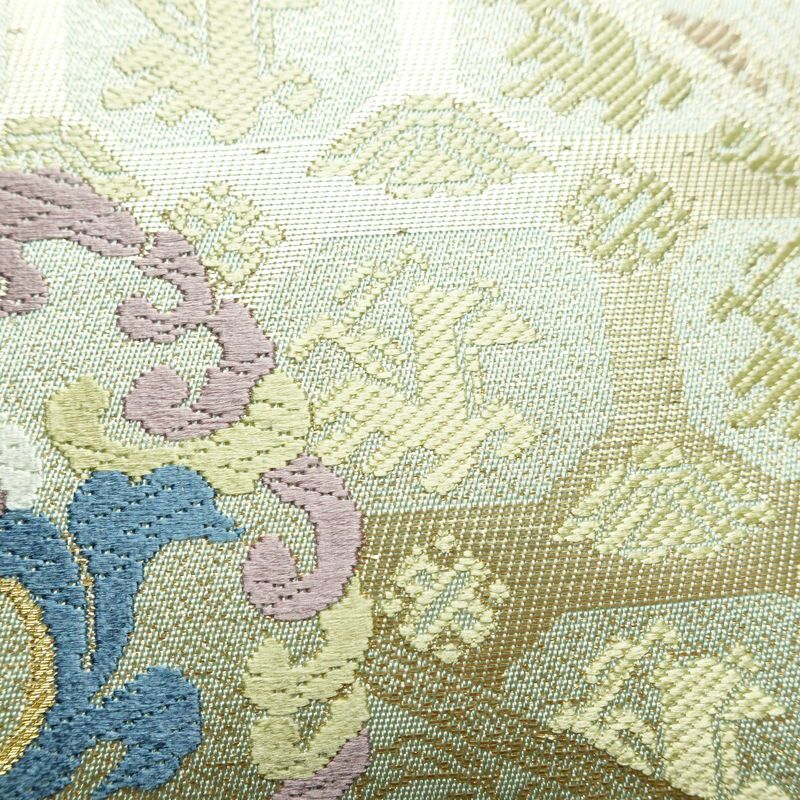 袋帯 六通柄 フォーマル用 正絹 幾何学柄・抽象柄 リサイクル帯 帯 箔 入学式 卒業式 結婚式 七五三 お宮参り 緑・うぐいす色_画像4