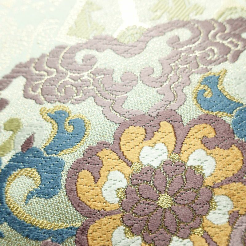 袋帯 六通柄 フォーマル用 正絹 幾何学柄・抽象柄 リサイクル帯 帯 箔 入学式 卒業式 結婚式 七五三 お宮参り 緑・うぐいす色_画像5