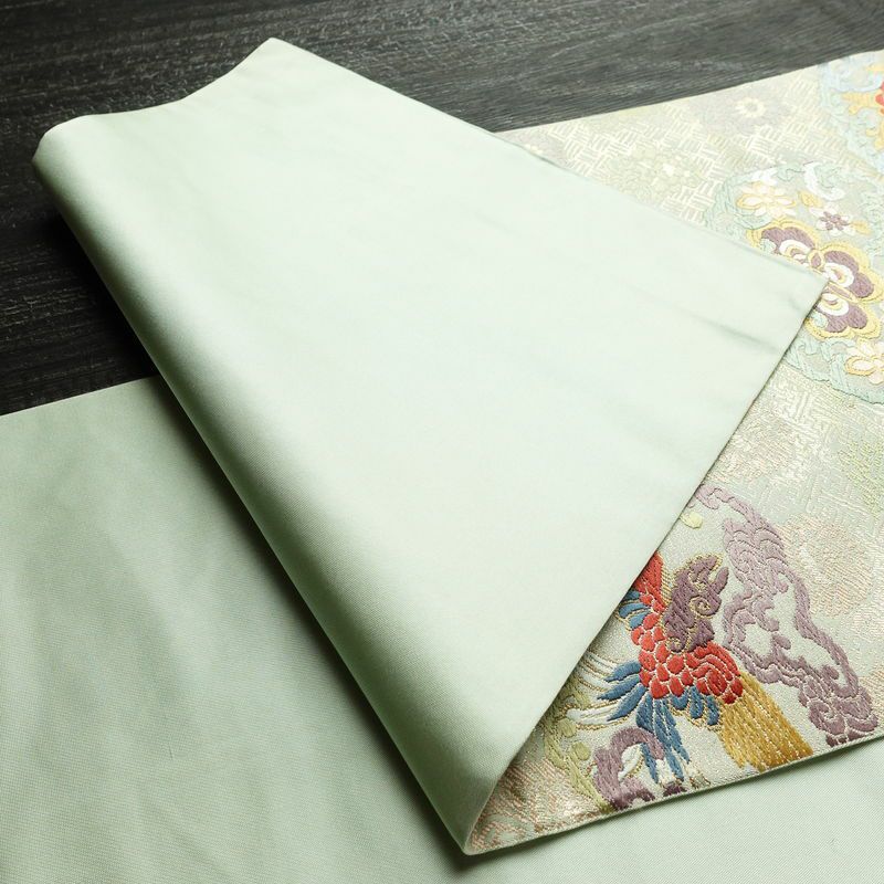 袋帯 六通柄 フォーマル用 正絹 幾何学柄・抽象柄 リサイクル帯 帯 箔 入学式 卒業式 結婚式 七五三 お宮参り 緑・うぐいす色_画像9