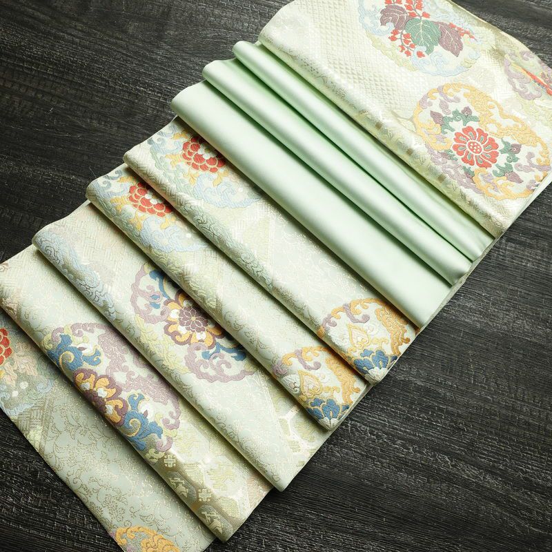 袋帯 六通柄 フォーマル用 正絹 幾何学柄・抽象柄 リサイクル帯 帯 箔 入学式 卒業式 結婚式 七五三 お宮参り 緑・うぐいす色_画像16