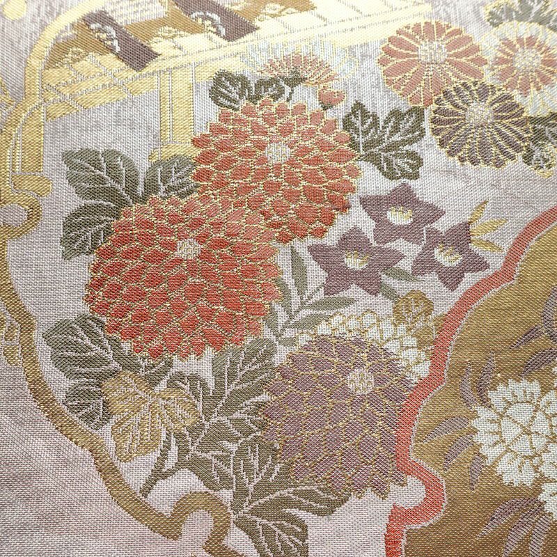 袋帯 六通柄 フォーマル用 正絹 古典柄 リサイクル帯 帯 箔 入学式 卒業式 結婚式 七五三 パーティー お宮参り 菊 ピンク_画像6