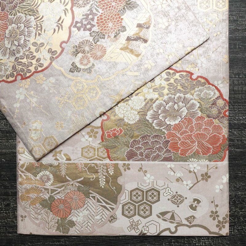 袋帯 六通柄 フォーマル用 正絹 古典柄 リサイクル帯 帯 箔 入学式 卒業式 結婚式 七五三 パーティー お宮参り 菊 ピンク_画像14