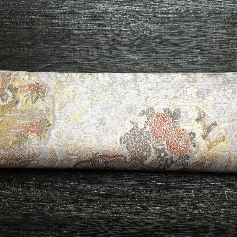 袋帯 六通柄 フォーマル用 正絹 古典柄 リサイクル帯 帯 箔 入学式 卒業式 結婚式 七五三 パーティー お宮参り 菊 ピンク_画像15