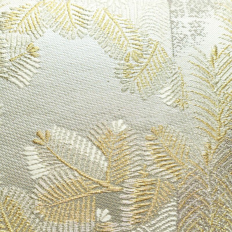 袋帯 六通柄 美品 フォーマル用 正絹 木の葉・植物柄 リサイクル帯 帯 結婚式 パーティー 上品 金・銀_画像6