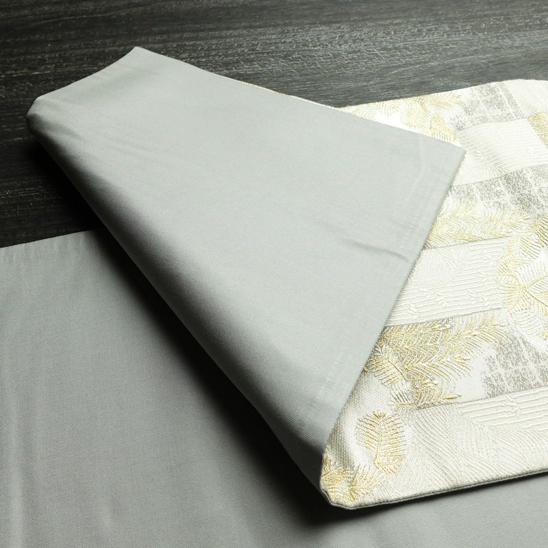 袋帯 六通柄 美品 フォーマル用 正絹 木の葉・植物柄 リサイクル帯 帯 結婚式 パーティー 上品 金・銀_画像10