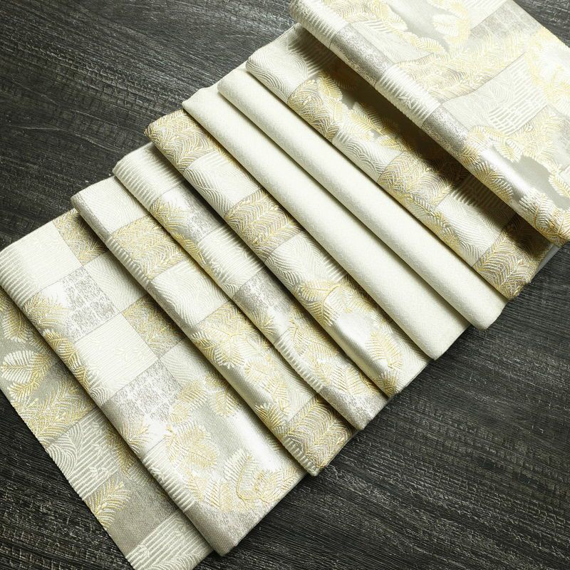 袋帯 六通柄 美品 フォーマル用 正絹 木の葉・植物柄 リサイクル帯 帯 結婚式 パーティー 上品 金・銀_画像19
