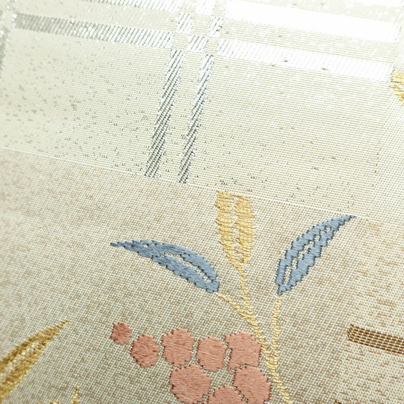 袋帯 六通柄 美品 フォーマル用 正絹 木の葉・植物柄 リサイクル帯 帯 入学式 卒業式 結婚式 七五三 パーティー お宮参り 上品 クリーム_画像7