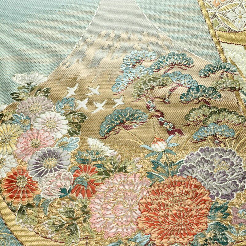 袋帯 六通柄 美品 フォーマル用 正絹 木の葉・植物柄 リサイクル帯 帯 入学式 卒業式 結婚式 七五三 パーティー お宮参り 上品 松 緑・うぐいす色_画像3