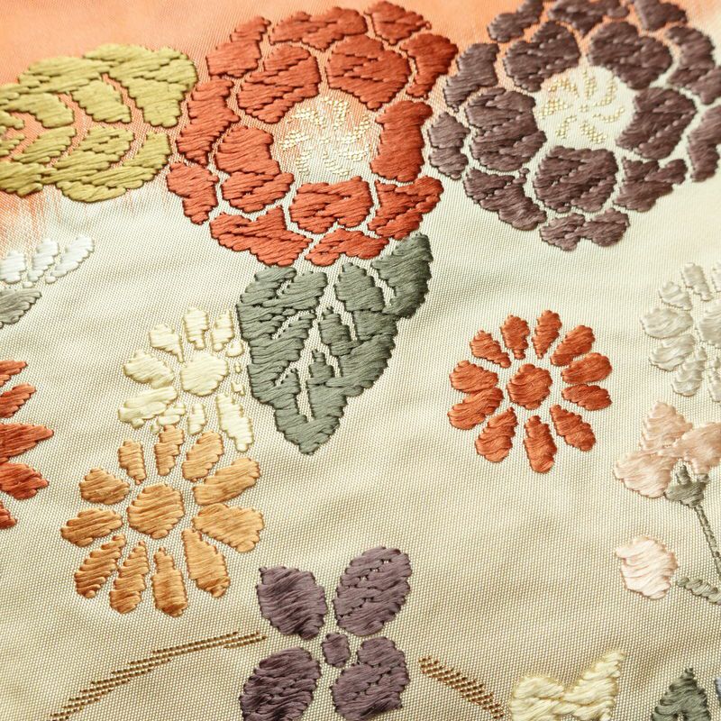 袋帯 六通柄 フォーマル用 正絹 花柄 リサイクル帯 帯 箔 入学式 卒業式 結婚式 パーティー 多色使い_画像3