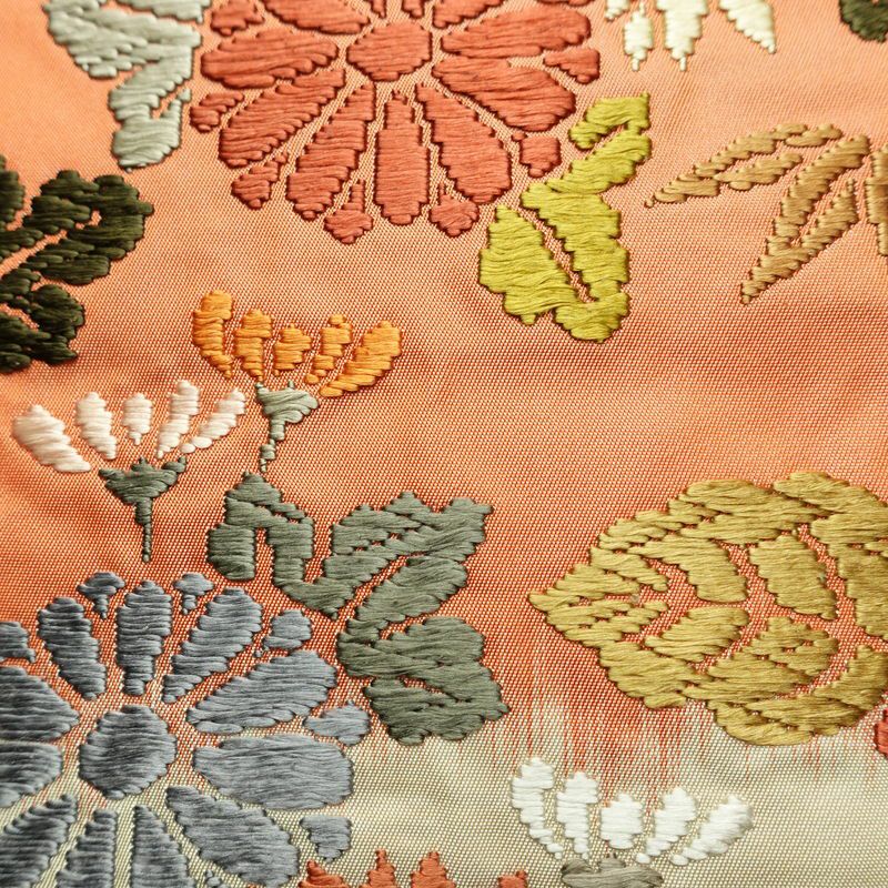 袋帯 六通柄 フォーマル用 正絹 花柄 リサイクル帯 帯 箔 入学式 卒業式 結婚式 パーティー 多色使い_画像4