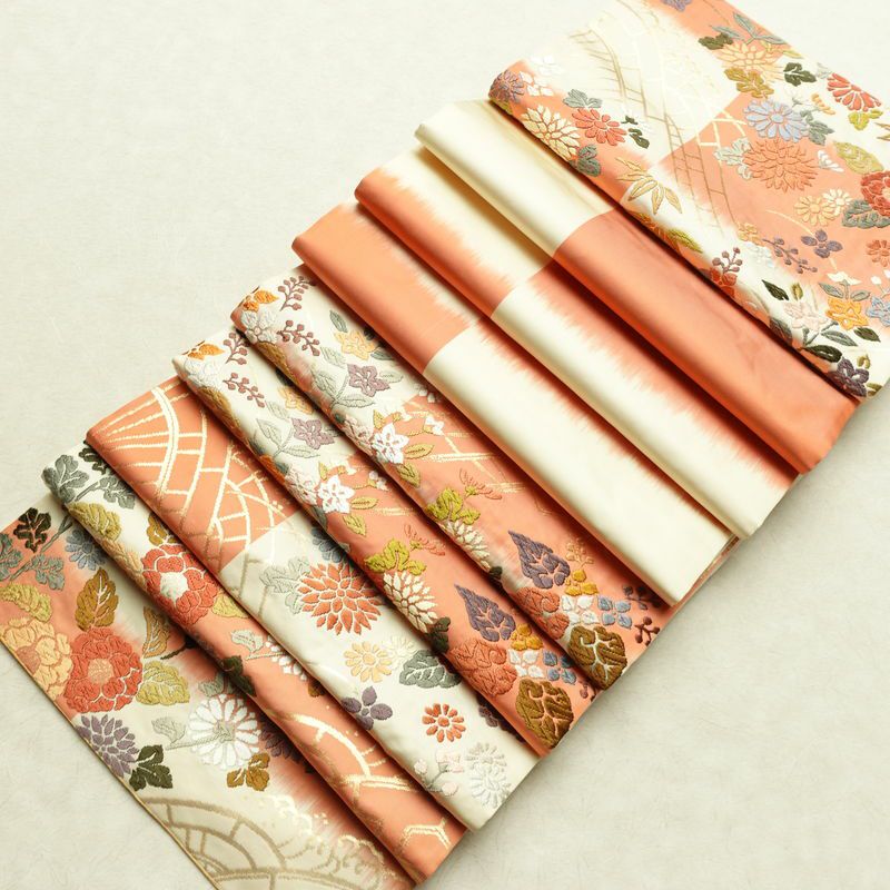 袋帯 六通柄 フォーマル用 正絹 花柄 リサイクル帯 帯 箔 入学式 卒業式 結婚式 パーティー 多色使い_画像19