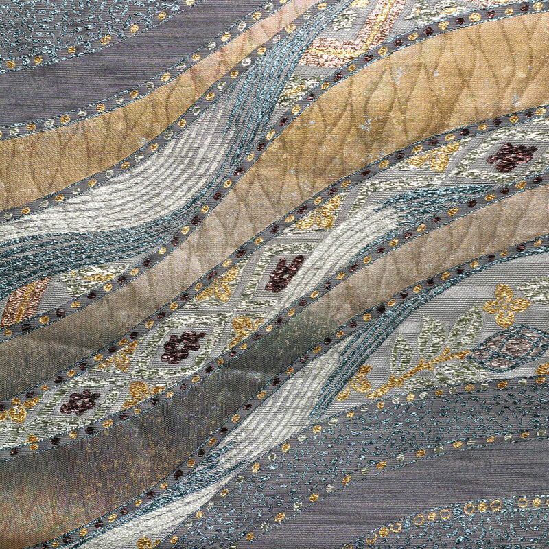 袋帯 六通柄 良品 北村進 西陣織 証紙あり フォーマル用 正絹 幾何学柄・抽象柄 箔 金糸 銀糸 パーティー 華やか 紫・藤色_画像2