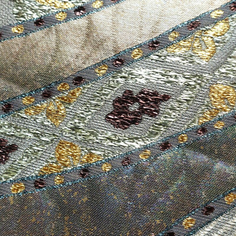 袋帯 六通柄 良品 北村進 西陣織 証紙あり フォーマル用 正絹 幾何学柄・抽象柄 箔 金糸 銀糸 パーティー 華やか 紫・藤色_画像6