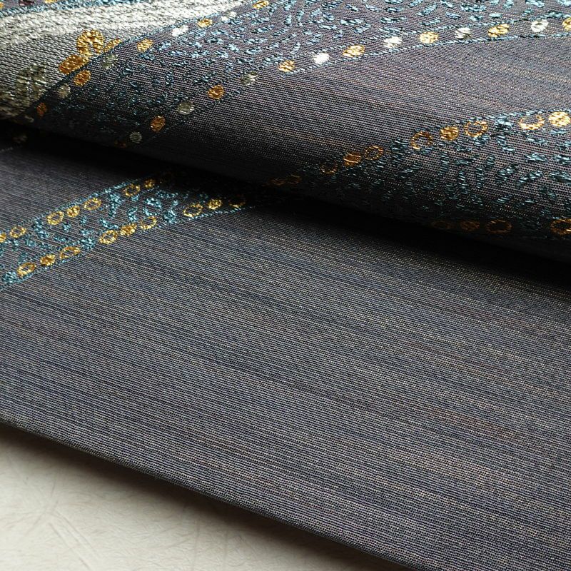 袋帯 六通柄 良品 北村進 西陣織 証紙あり フォーマル用 正絹 幾何学柄・抽象柄 箔 金糸 銀糸 パーティー 華やか 紫・藤色_画像8