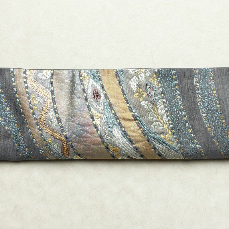 袋帯 六通柄 良品 北村進 西陣織 証紙あり フォーマル用 正絹 幾何学柄・抽象柄 箔 金糸 銀糸 パーティー 華やか 紫・藤色_画像14