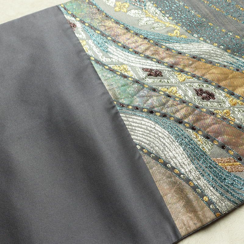 袋帯 六通柄 良品 北村進 西陣織 証紙あり フォーマル用 正絹 幾何学柄・抽象柄 箔 金糸 銀糸 パーティー 華やか 紫・藤色_画像15