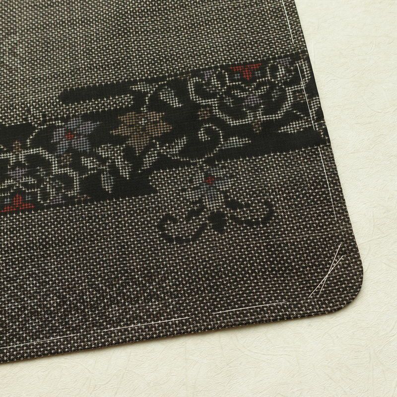 大島紬 古代染色 純泥染 美品 証紙あり しつけ糸付き 正絹 花柄 袷仕立て 身丈158cm 裄丈62.5cm リサイクル着物 着物 茶_画像15