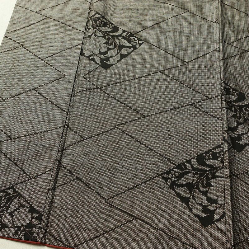 紬 良品 正絹 花柄 袷仕立て 身丈158cm 裄丈64.5cm リサイクル着物 着物 茶_画像4