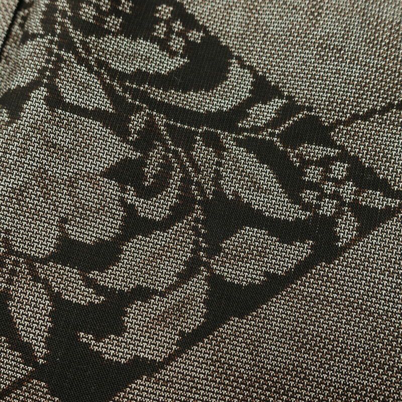 紬 良品 正絹 花柄 袷仕立て 身丈158cm 裄丈64.5cm リサイクル着物 着物 茶_画像7