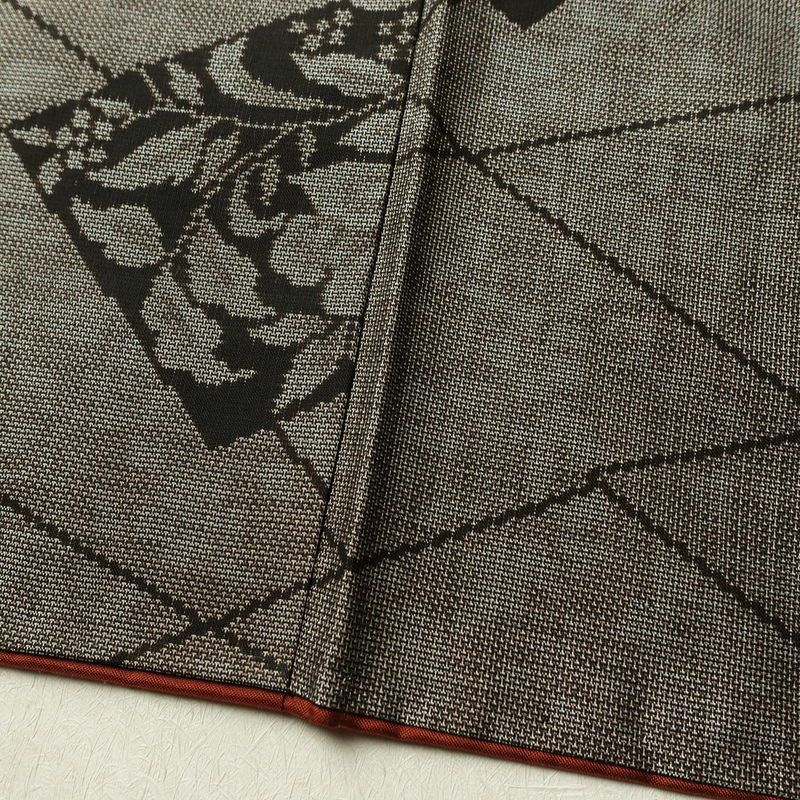 紬 良品 正絹 花柄 袷仕立て 身丈158cm 裄丈64.5cm リサイクル着物 着物 茶_画像11