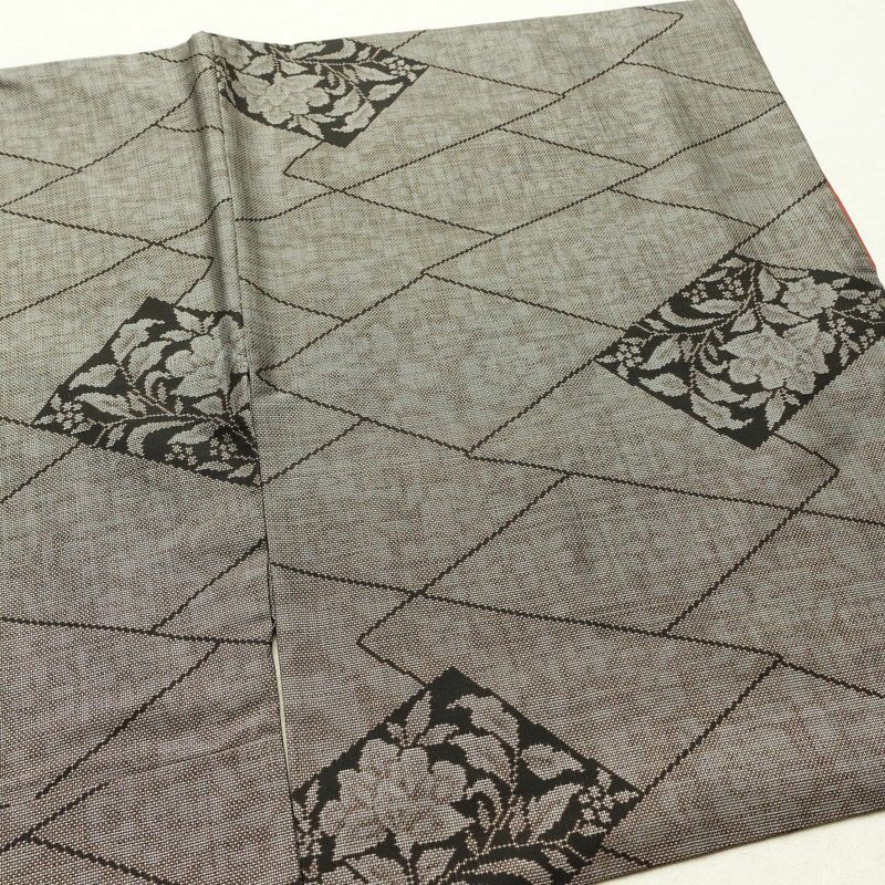 紬 良品 正絹 花柄 袷仕立て 身丈158cm 裄丈64.5cm リサイクル着物 着物 茶_画像12