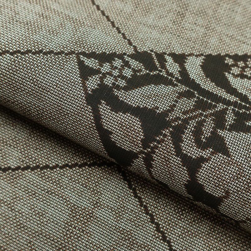 紬 良品 正絹 花柄 袷仕立て 身丈158cm 裄丈64.5cm リサイクル着物 着物 茶_画像18