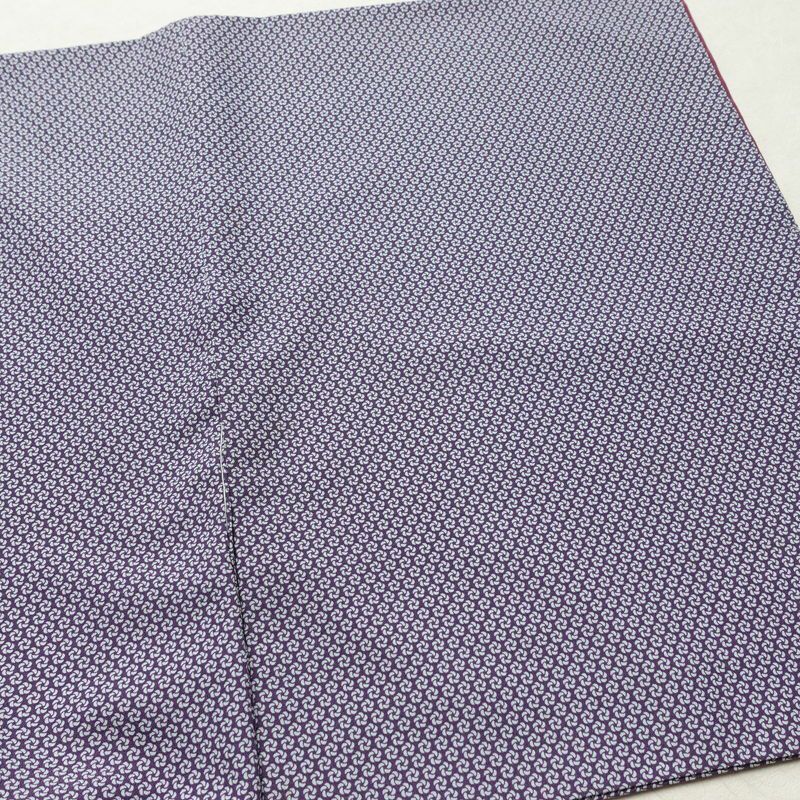 小紋 縮緬 総柄 正絹 古典柄 袷仕立て 身丈160cm 裄丈65.5cm リサイクル着物 着物 紫・藤色_画像11