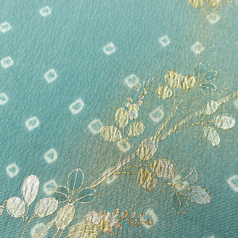 付け下げ 金駒刺繍 絞り 正絹 古典柄 袷仕立て 身丈158.5cm 裄丈65.5cm リサイクル着物 着物 箔 入学式 卒業式 結婚式 パーティー フォーマル 青・紺_画像9