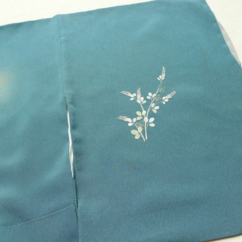 付け下げ 金駒刺繍 絞り 正絹 古典柄 袷仕立て 身丈158.5cm 裄丈65.5cm リサイクル着物 着物 箔 入学式 卒業式 結婚式 パーティー フォーマル 青・紺_画像16
