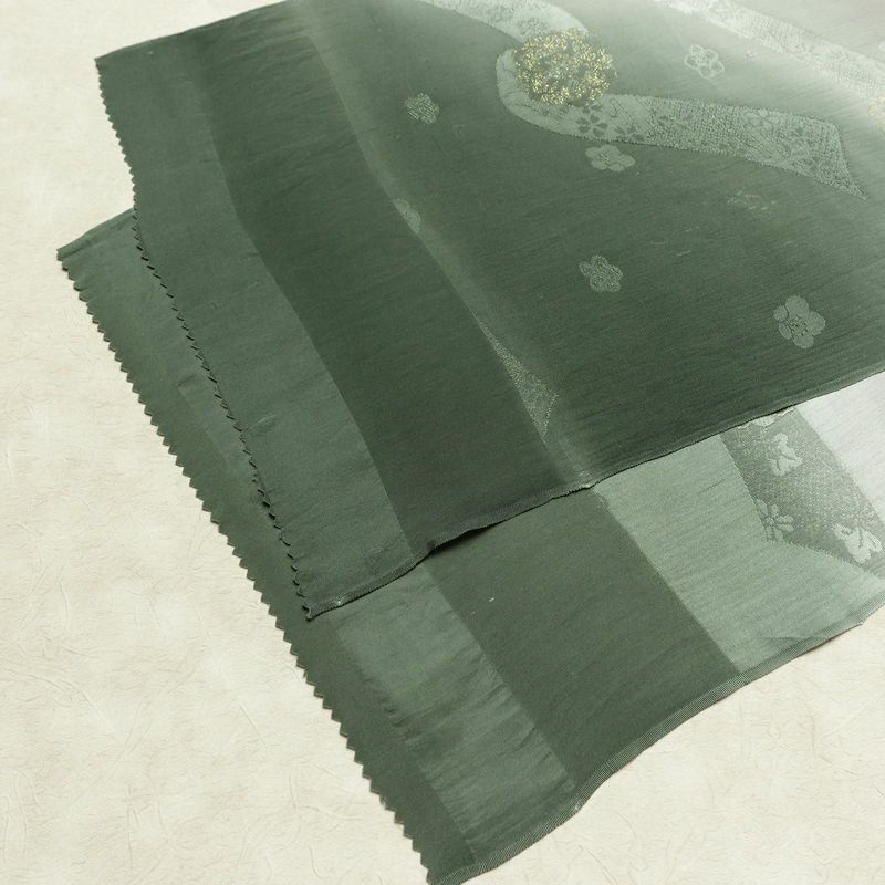 帯揚げ帯締めセット セット品 平組 正絹 古典柄 和装小物 緑・うぐいす色_画像6