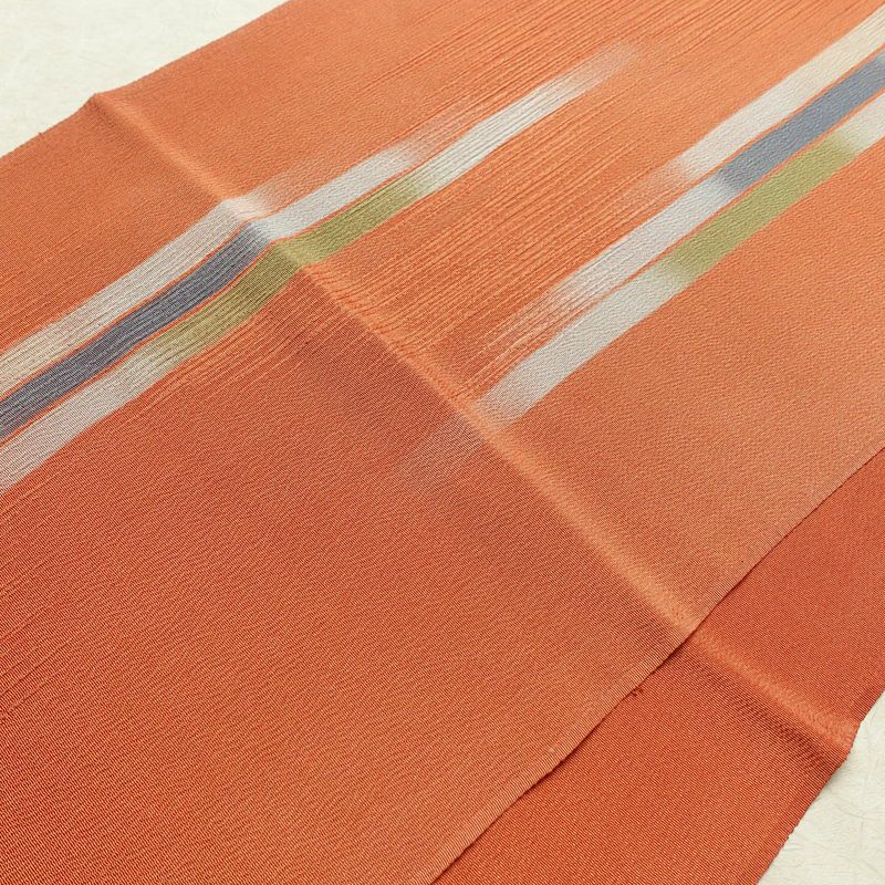 帯揚げ帯締めセット 美品 セット品 縮緬 正絹 幾何学柄・抽象柄 モダン 和装小物 橙_画像4