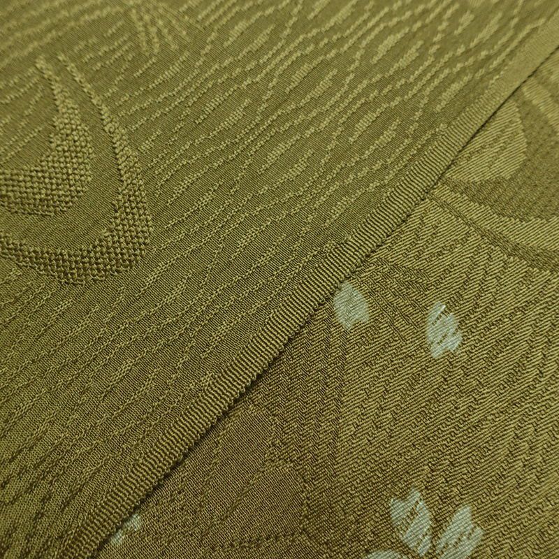 帯揚げ帯締めセット 美品 セット品 平組 正絹 花柄 フォーマル 菊 桜 和装小物 綸子 緑・うぐいす色_画像7