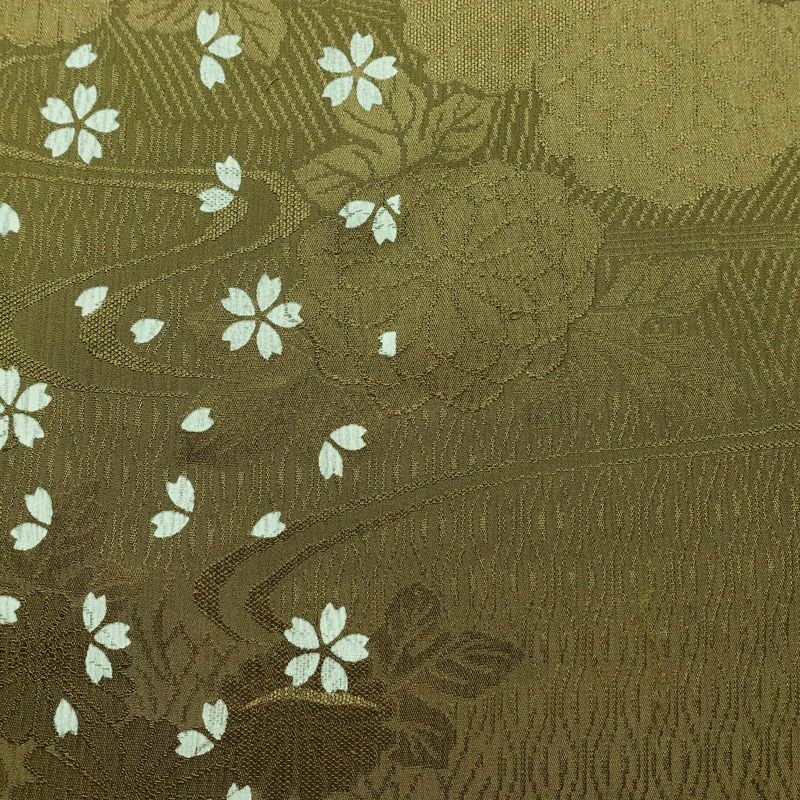 帯揚げ帯締めセット 美品 セット品 平組 正絹 花柄 フォーマル 菊 桜 和装小物 綸子 緑・うぐいす色_画像8