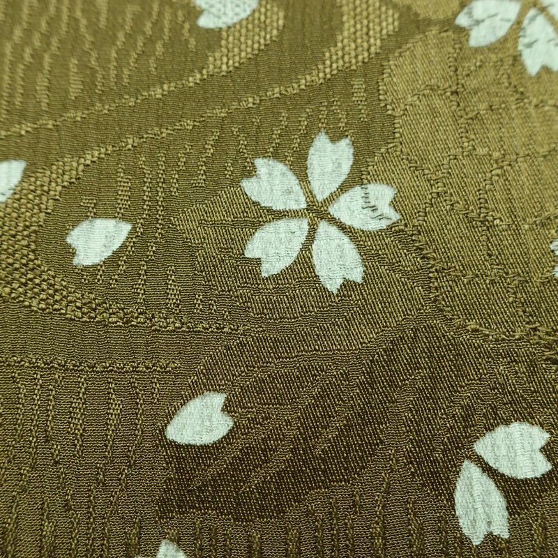 帯揚げ帯締めセット 美品 セット品 平組 正絹 花柄 フォーマル 菊 桜 和装小物 綸子 緑・うぐいす色_画像10