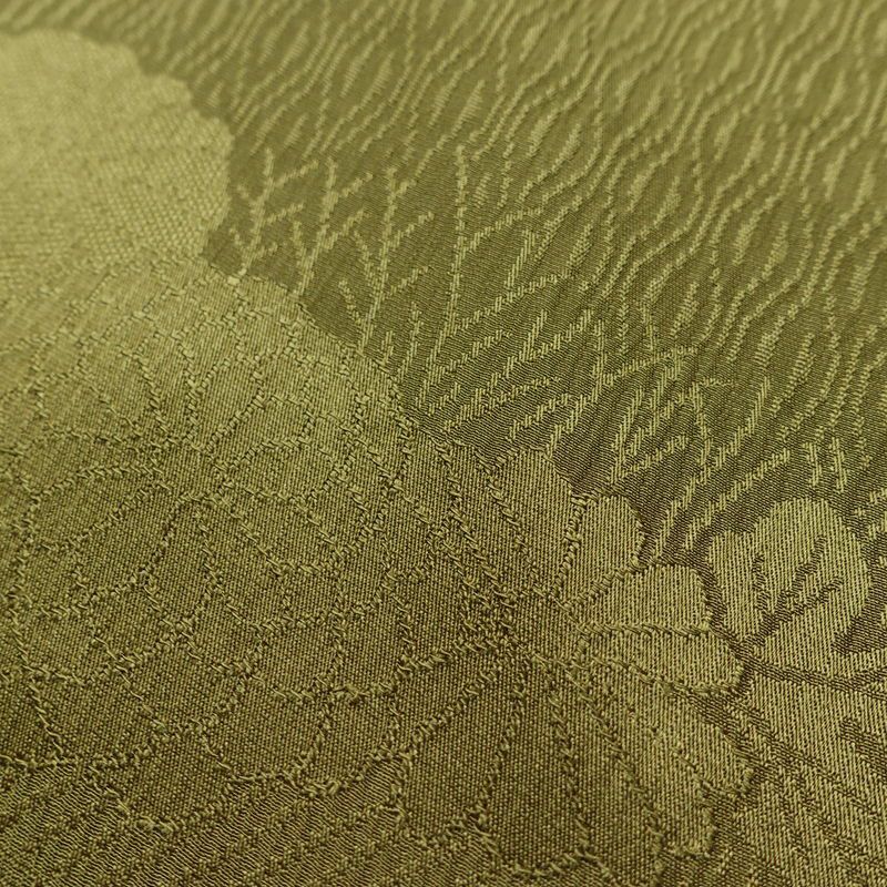 帯揚げ帯締めセット 美品 セット品 平組 正絹 花柄 フォーマル 菊 桜 和装小物 綸子 緑・うぐいす色_画像11