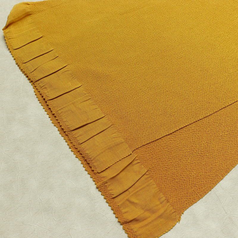 帯揚げ帯締めセット 良品 セット品 縮緬 正絹 無地 シンプル 和装小物 黄・黄土色_画像5